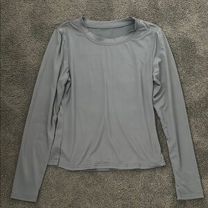 Women’s Long Sleeve Crew Neck Top -grey/blue